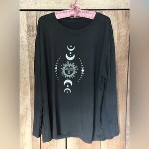 Black Sun and Moon Graphic Women's Top
